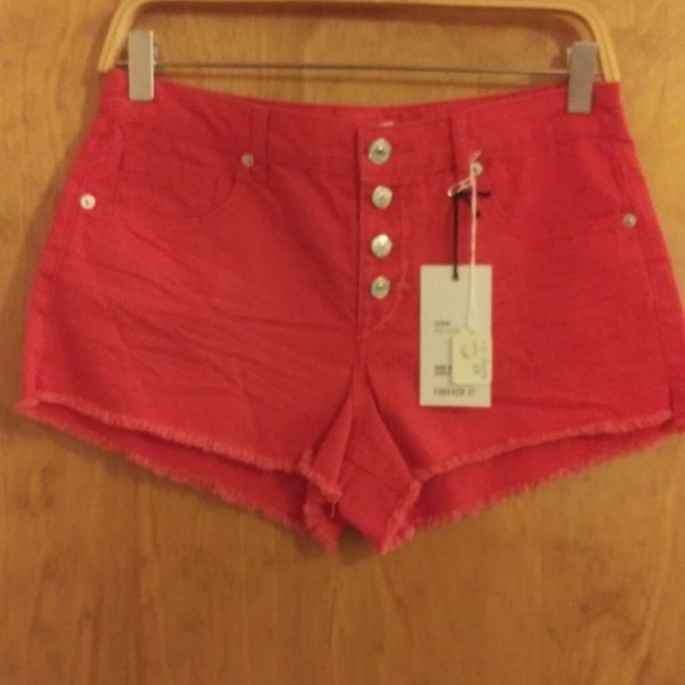 Nwt Forever 21 red high rise shorts size 28